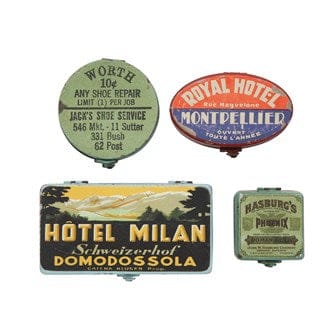 Square Decorative Metal Boxes with Vintage Labels Online Sale