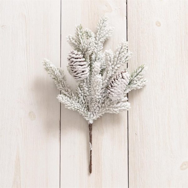 Branch - White Flocked with Pinecones on Sale