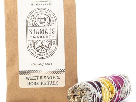 White Sage & Rose Petal Smudge Stick on Sale