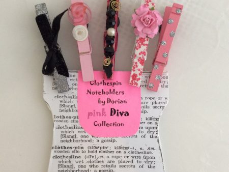 Pink Diva Clothespin Noteholders Hot on Sale