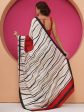 Graphic Printed Crepe-Silk Saree - Cream & Red Sale