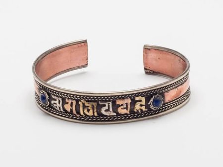 Tibetan Om Mani Padme Hum Copper Cuff Bracelet - Adjustable For Sale