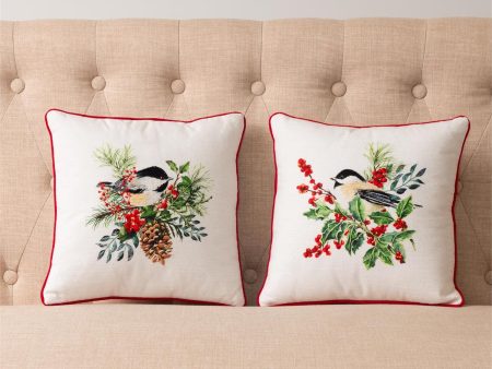 Chickadee Embroidered Pillow - Sold Separately Online now