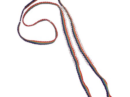 Watana Ties with Beaded Trim - Narrow - Rainbow For Cheap