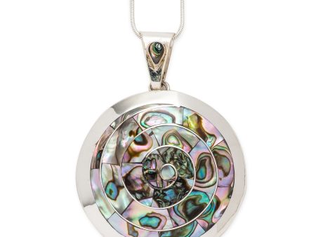 950 Sterling Silver Shell Inlay Peruvian Spiral Necklace, 1.75  Diameter Hot on Sale