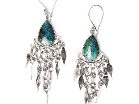 Alpaca Silver Wire Pierced Earrings Peruvian Turquoise Discount