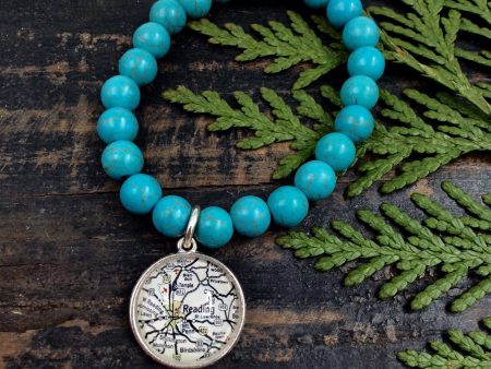 Reading Map Turquoise Bead Bracelet - Reading, PA on Sale