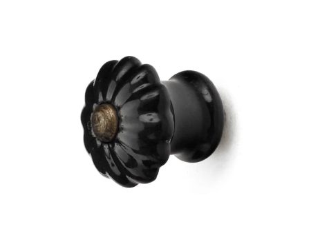 Black Mini Ceramic Knob with Brass Center Fashion