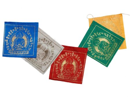 5 Buddha Small Paper Prayer Flags -8 ft long For Sale