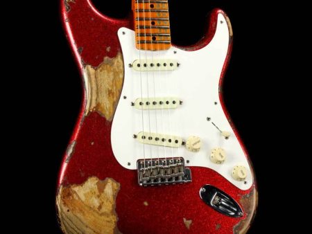 Fender Custom Shop  57 Stratocaster Heavy Relic Red Sparkle Over 2-Tone Sunburst For Cheap