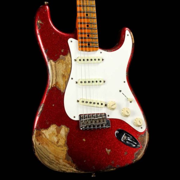 Fender Custom Shop  57 Stratocaster Heavy Relic Red Sparkle Over 2-Tone Sunburst For Cheap