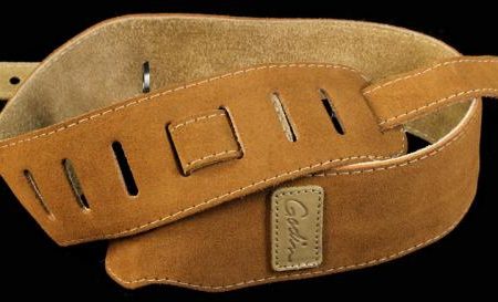 Godin Stitched Suede Guitar Strap With Logo Honey on Sale